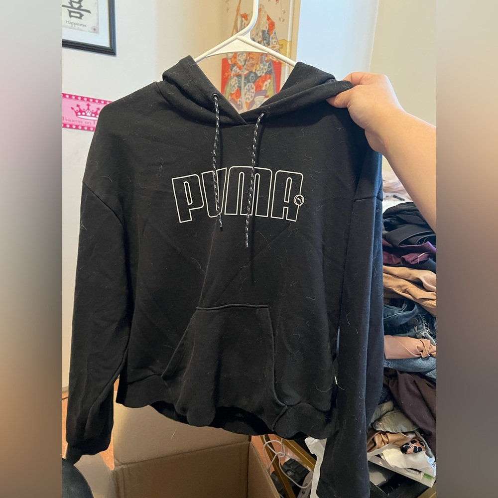 Black Puma Crop Hoodie